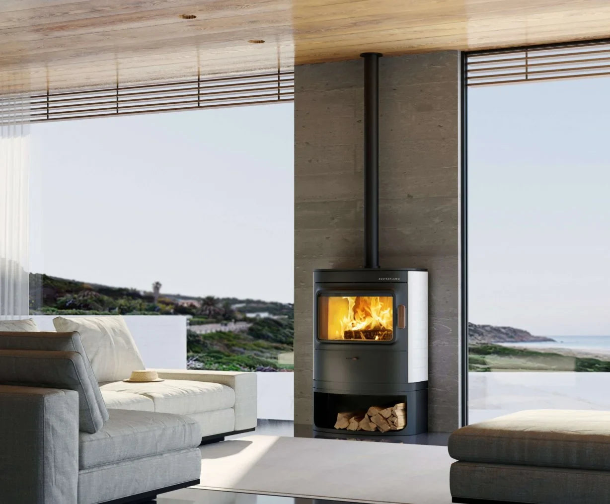 soba pe lemne - Cum să transformi un living mic cu o sobă pe lemne modernă