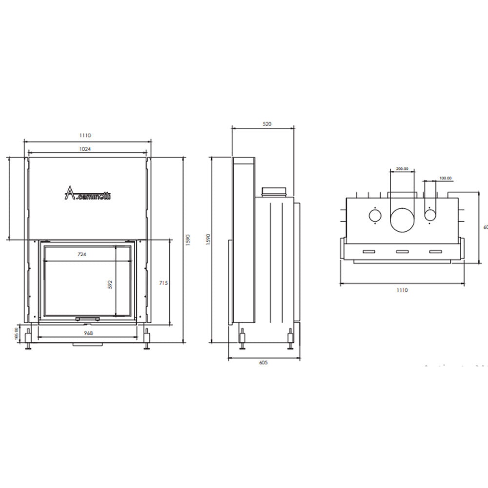 A-caminetti FLAT 75X60 - Focar Șemineu cu ușă verticală