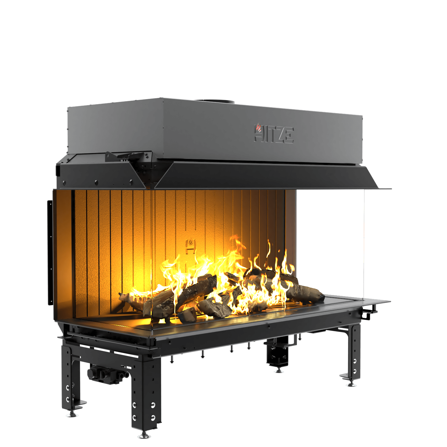Focar șemineu pe gaz Hitze Calma 120TC Trei laturi vitrate