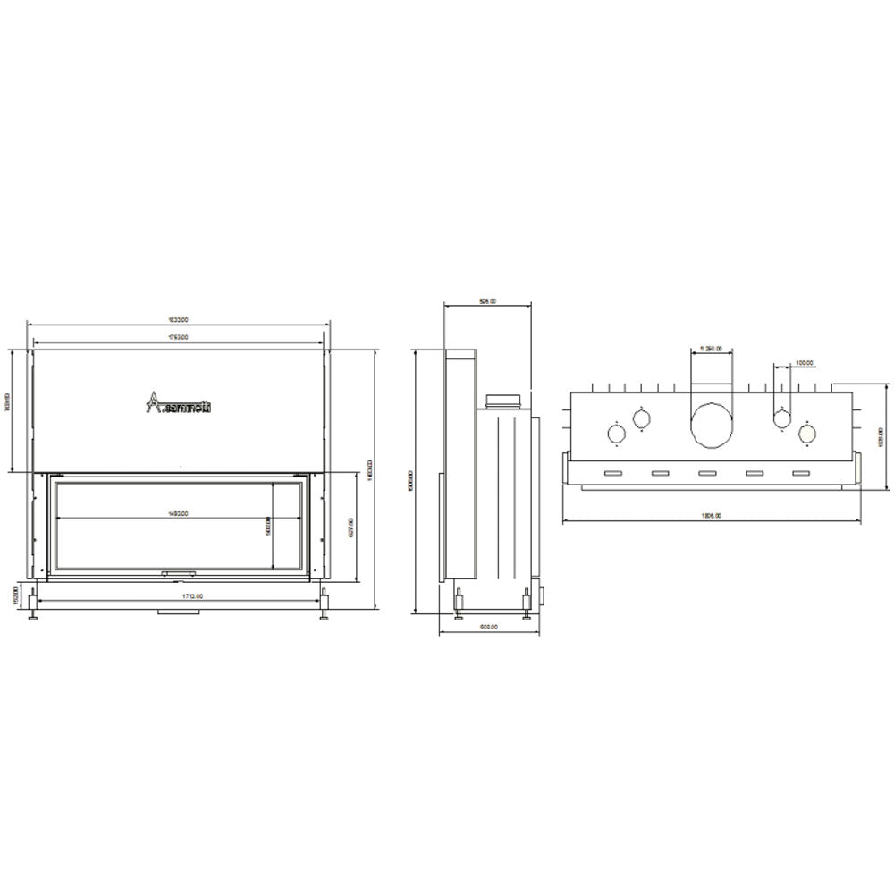 A-caminetti FLAT 90X60 - Focar Șemineu cu ușă verticală