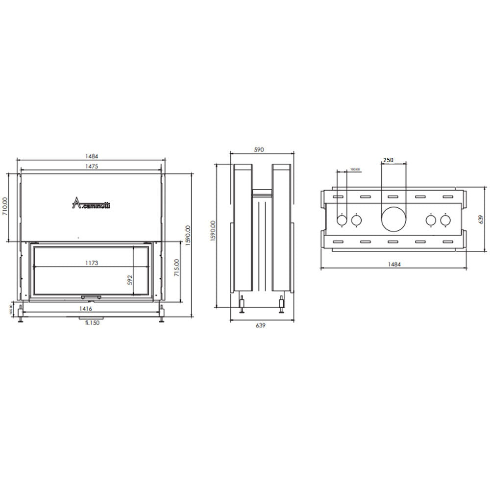 A-caminetti FLAT W 120X60 - Focar Șemineu cu ușă verticală