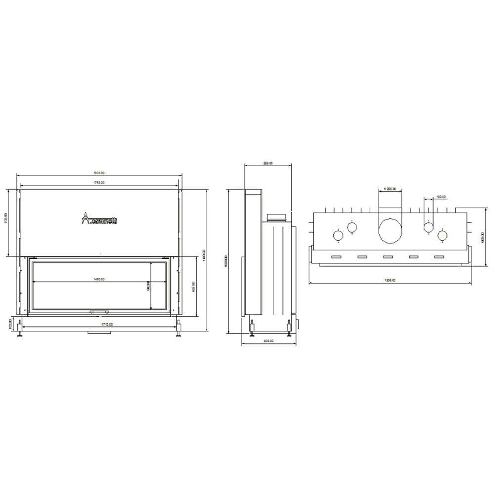 A-caminetti FLAT 150X50 - Focar Șemineu cu ușă verticală