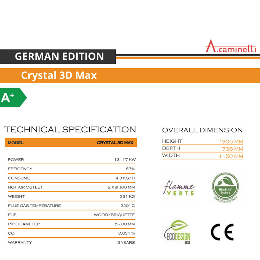 A-caminetti CRYSTAL MAX 3D - Focar Șemineu 3 laturi vitrate