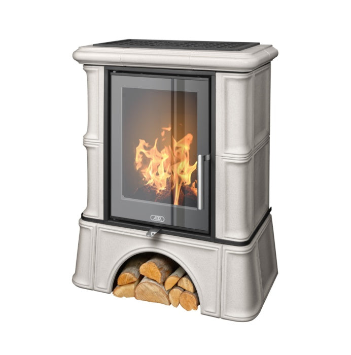 Sobă Teracotă ABX Exclusiv Bavaria cu Plintă | 3,5-9kW | GEAM DREPT | 5 CULORI | EVACUARE SUPERIOARĂ/POSTERIOARĂ