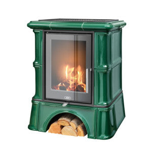 Sobă Teracotă ABX Exclusiv Bavaria cu Plintă | 3,5-9kW | GEAM DREPT | 5 CULORI | EVACUARE SUPERIOARĂ/POSTERIOARĂ