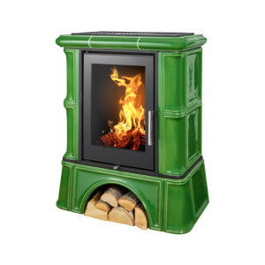Sobă Teracotă ABX Exclusiv Bavaria cu Plintă | 3,5-9kW | GEAM DREPT | 5 CULORI | EVACUARE SUPERIOARĂ/POSTERIOARĂ