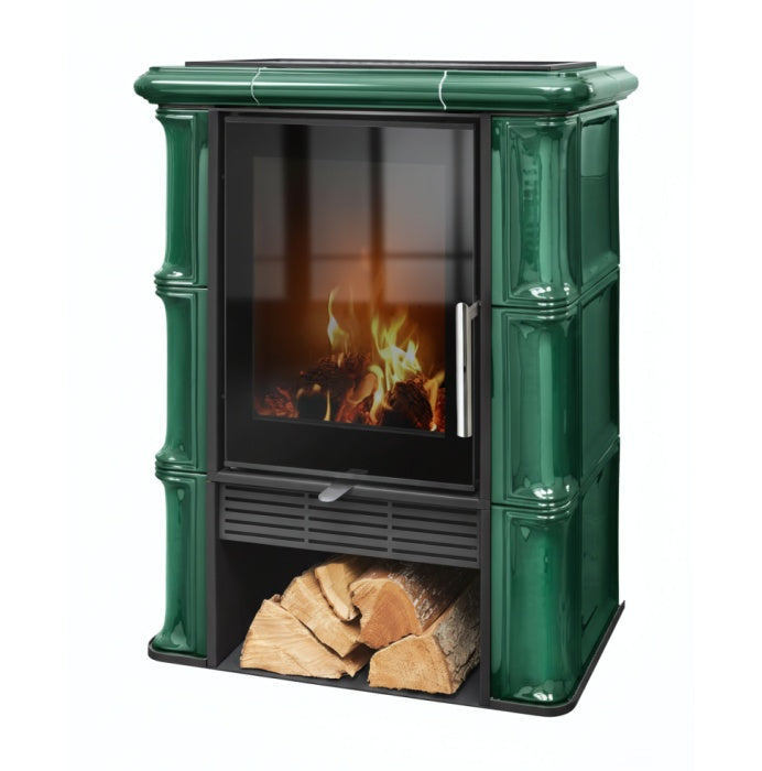 Sobă Teracotă ABX Exclusiv Sicilia | 3,5-9kW | GEAM DREPT | 3 CULORI | EVACUARE SUPERIOARĂ/POSTERIOARĂ