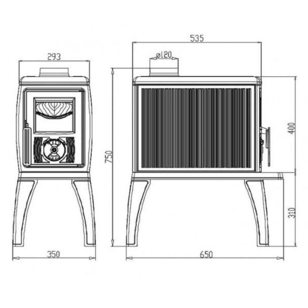 Sobă Fontă TORK 8.9-11kW 77kg | RANDAMENT 81.2% | FOC CONTINUU | A+