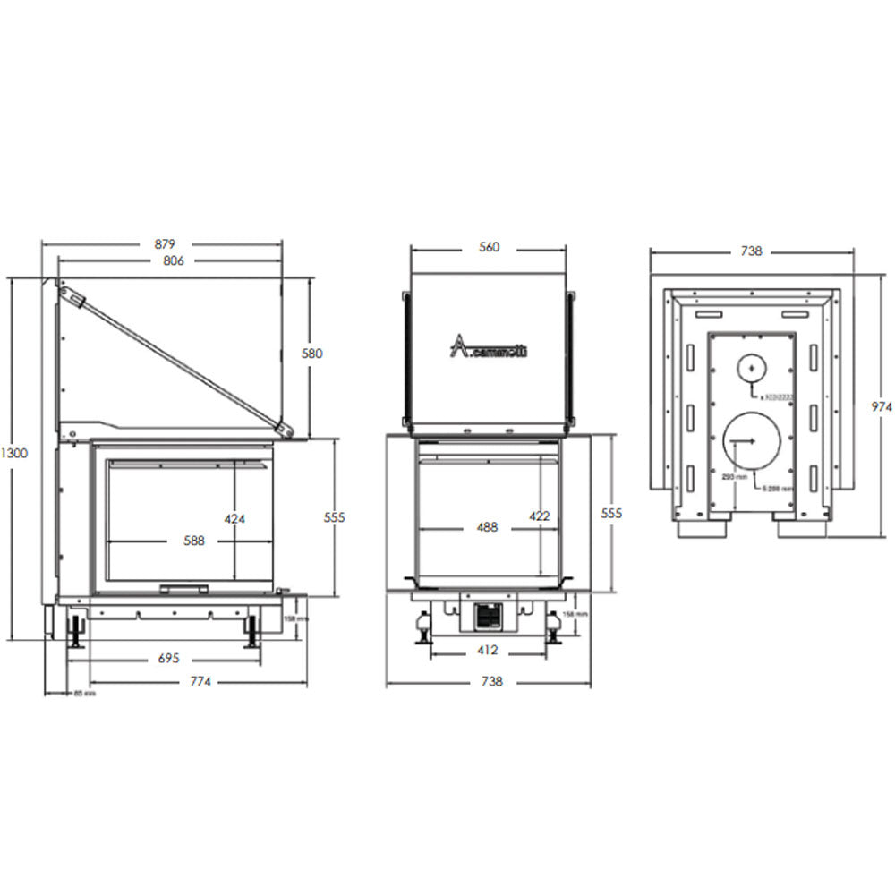 A-caminetti CRYSTAL 3D - Focar Șemineu 3 laturi vitrate