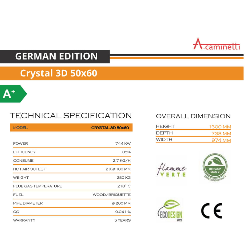 A-caminetti CRYSTAL 3D - Focar Șemineu 3 laturi vitrate