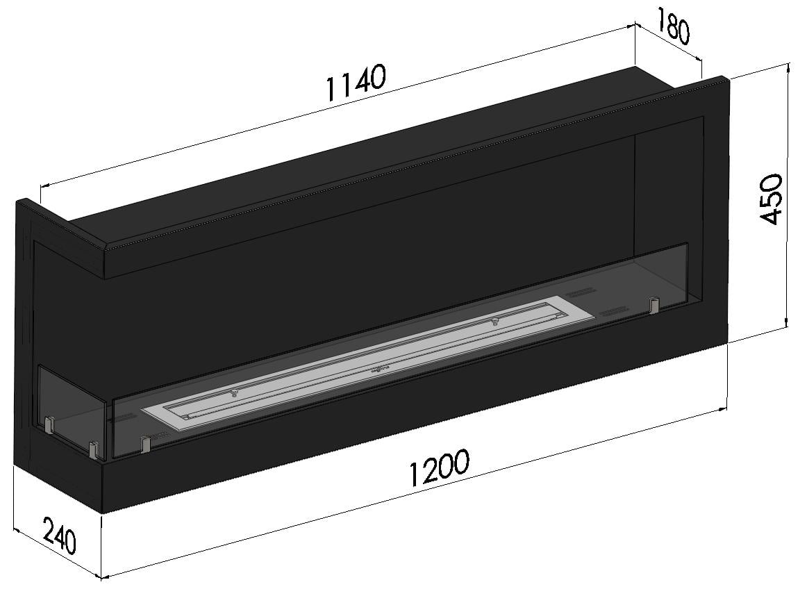 Șemineu cu bioetanol Simplefire Corner 1200
