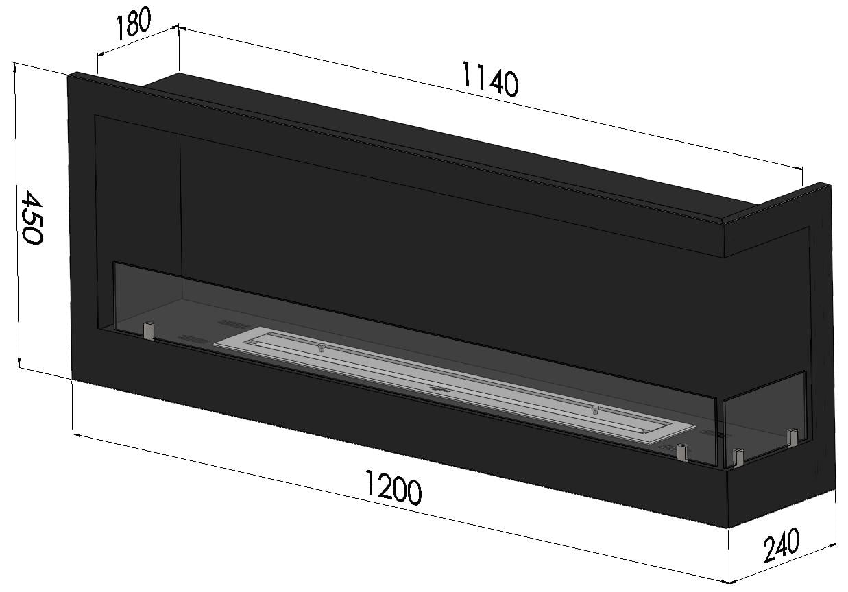 Șemineu cu bioetanol Simplefire Corner 1200