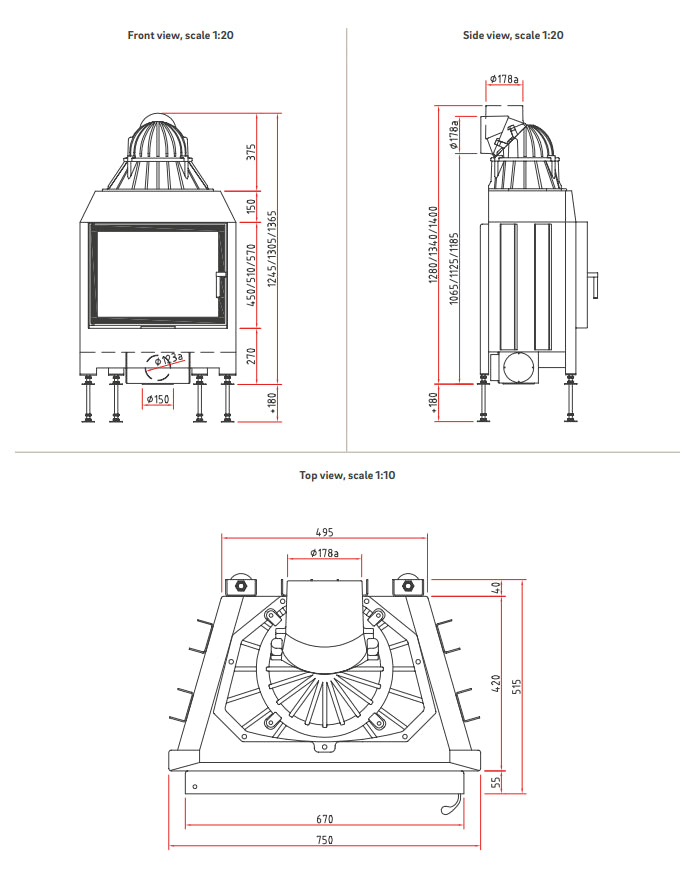 Șemineu pe lemne Lina 6757h