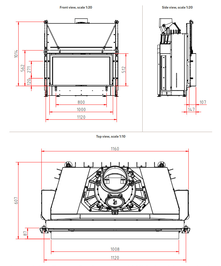 Șemineu pe lemne Lina 10051h/k kristall