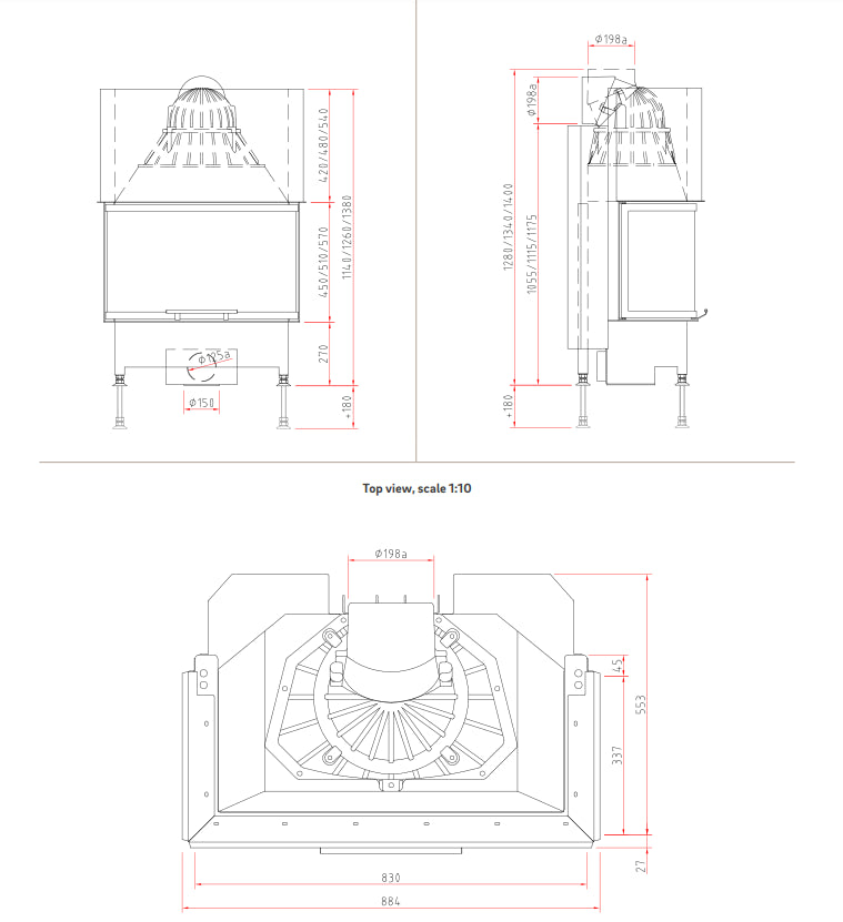 Șemineu pe lemne Ekko 84(34)51h