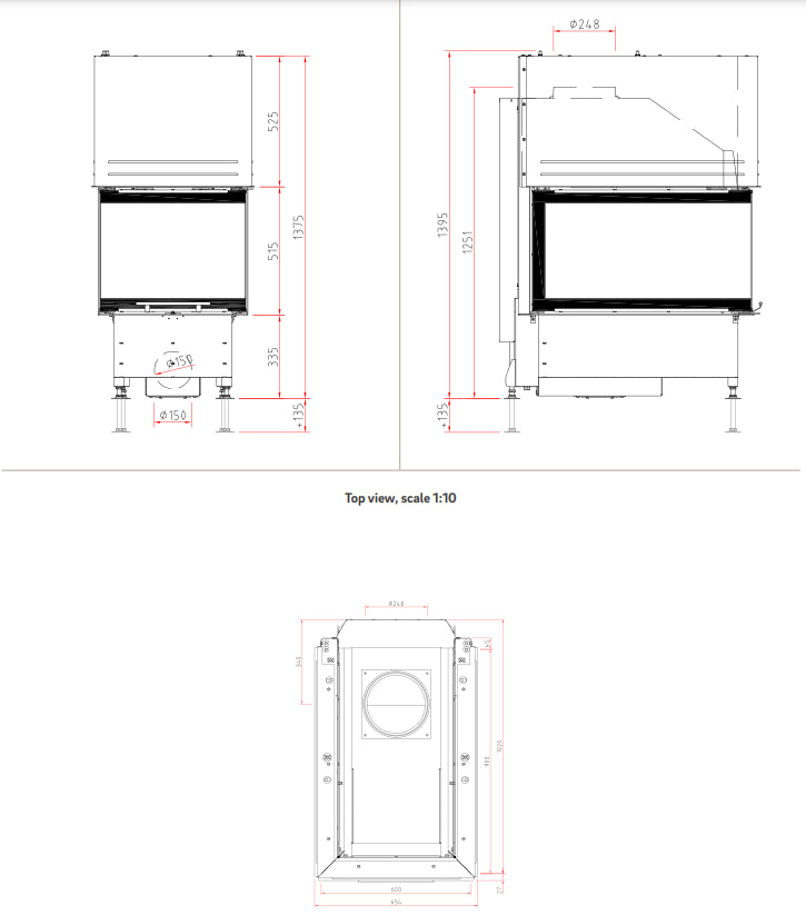 Șemineu pe lemne Ekko U 60(90)51h