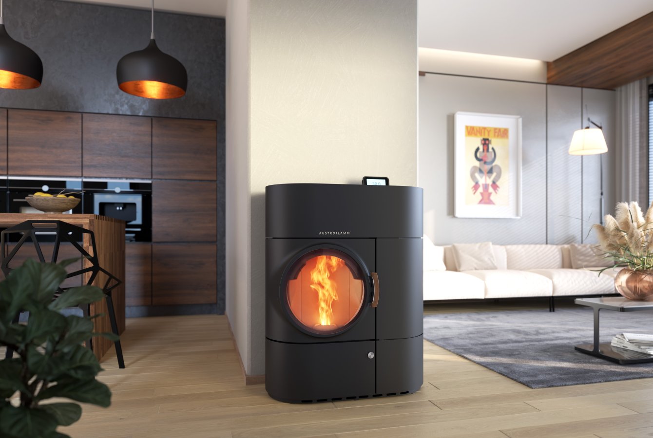 Clou Duo soba hibrid lemn/pelet Austroflamm