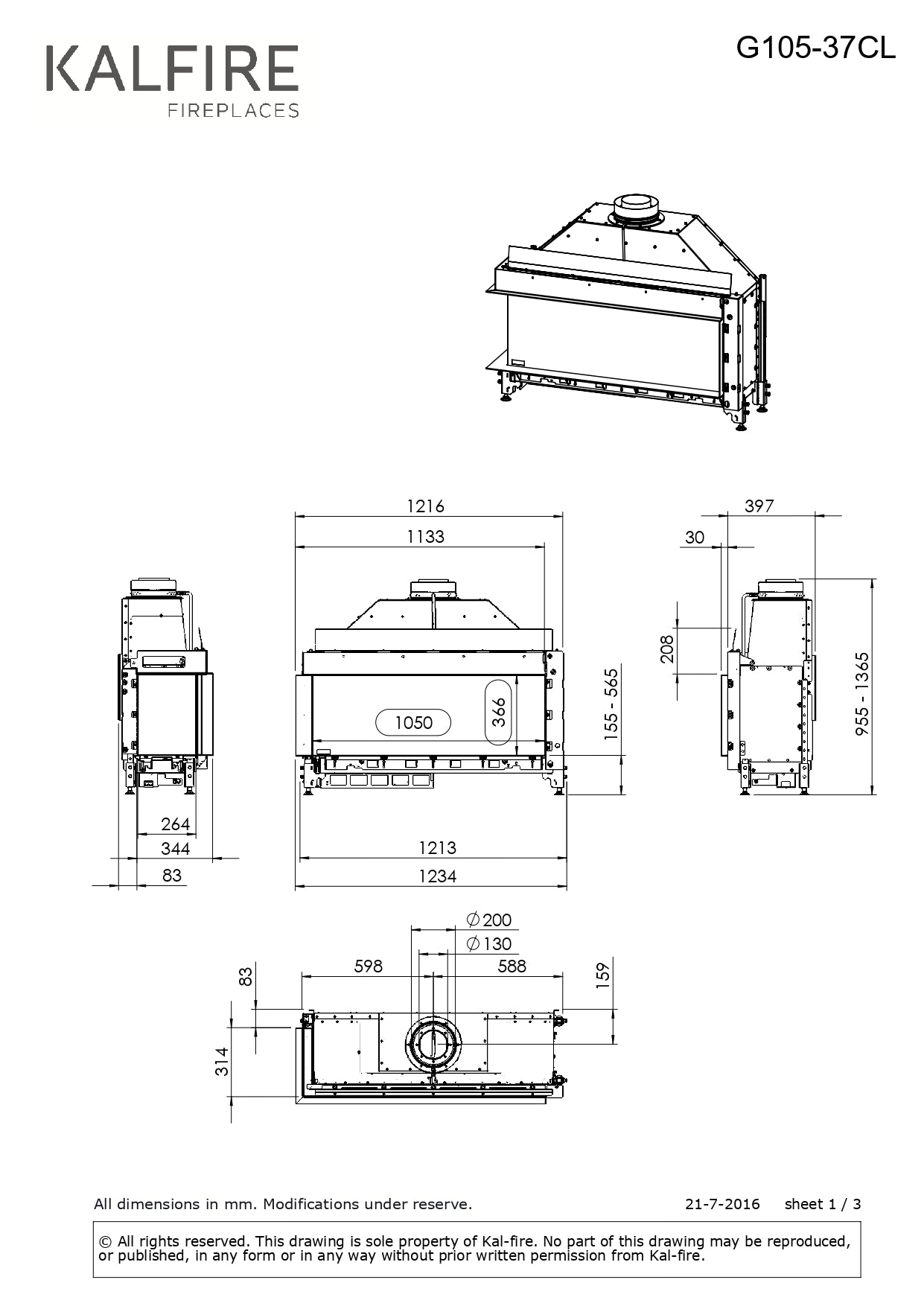 Semineu gaz Kalfire G105/37C