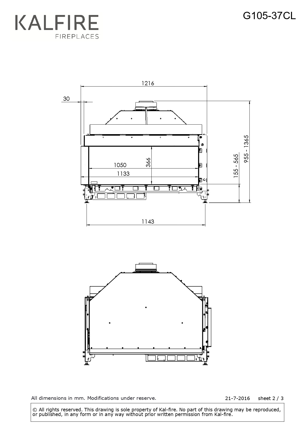 Semineu gaz Kalfire G105/37C
