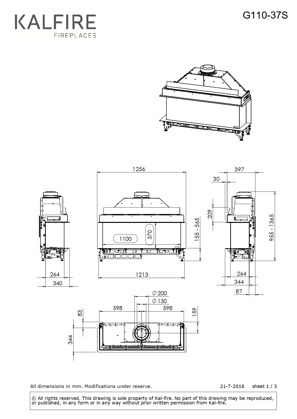 Semineu gaz Kalfire G110/37S