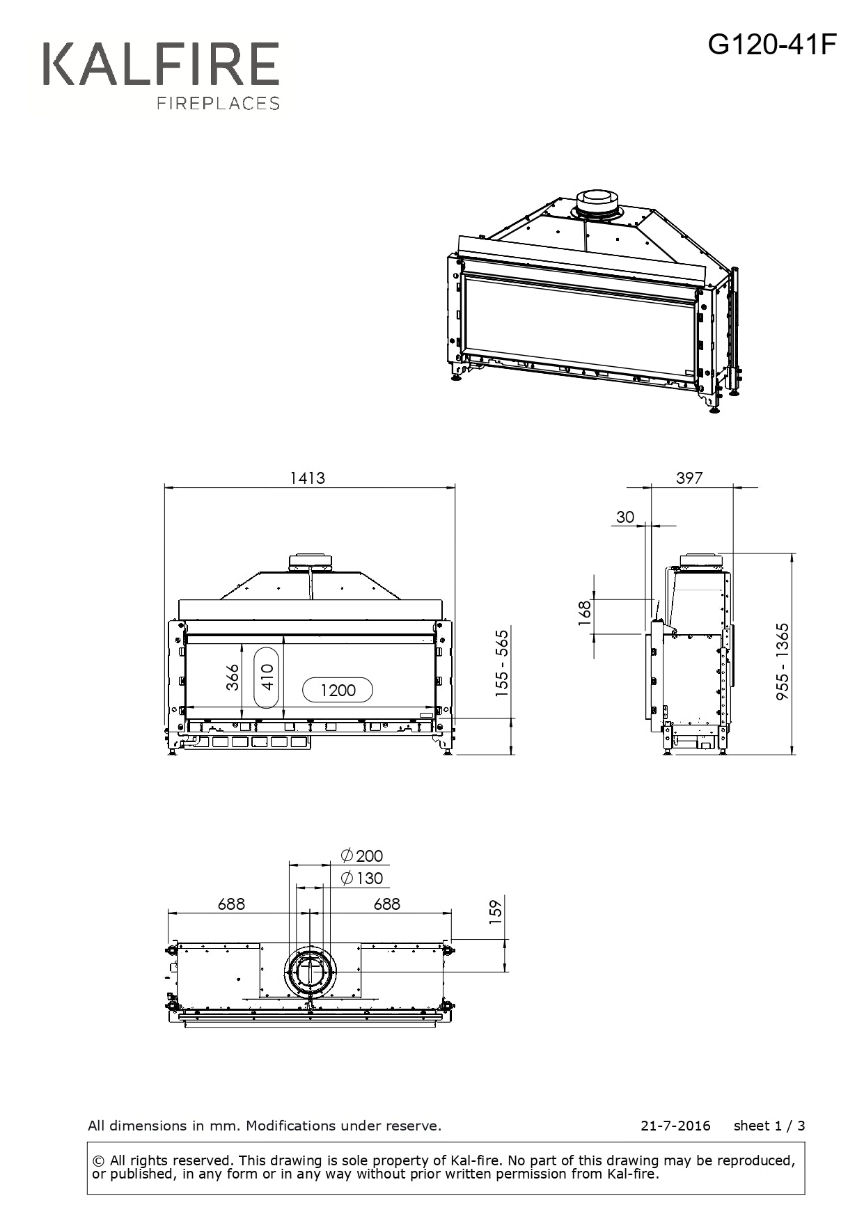Semineu gaz Kalfire G120/41F