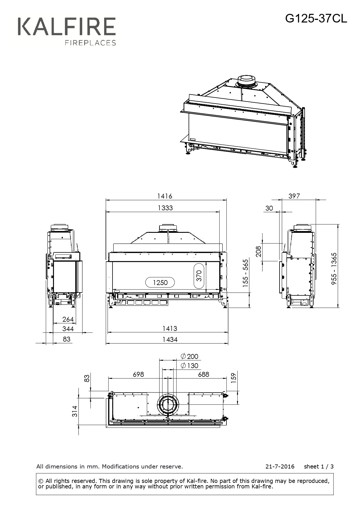Semineu gaz Kalfire G125/37C
