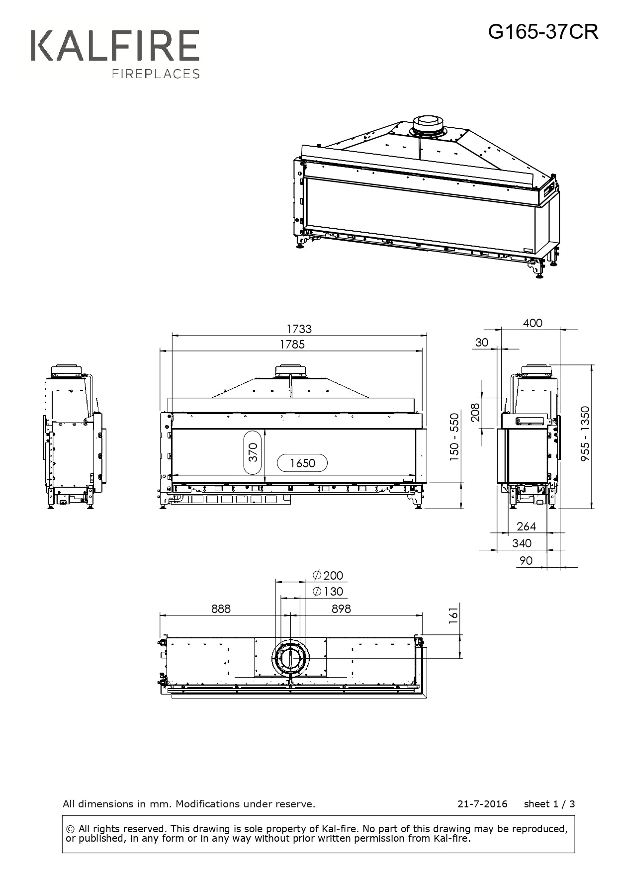 Semineu gaz Kalfire G165/37C
