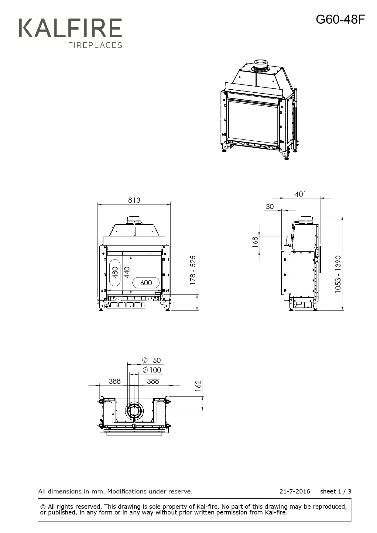 Semineu gaz Kalfire G60/48F