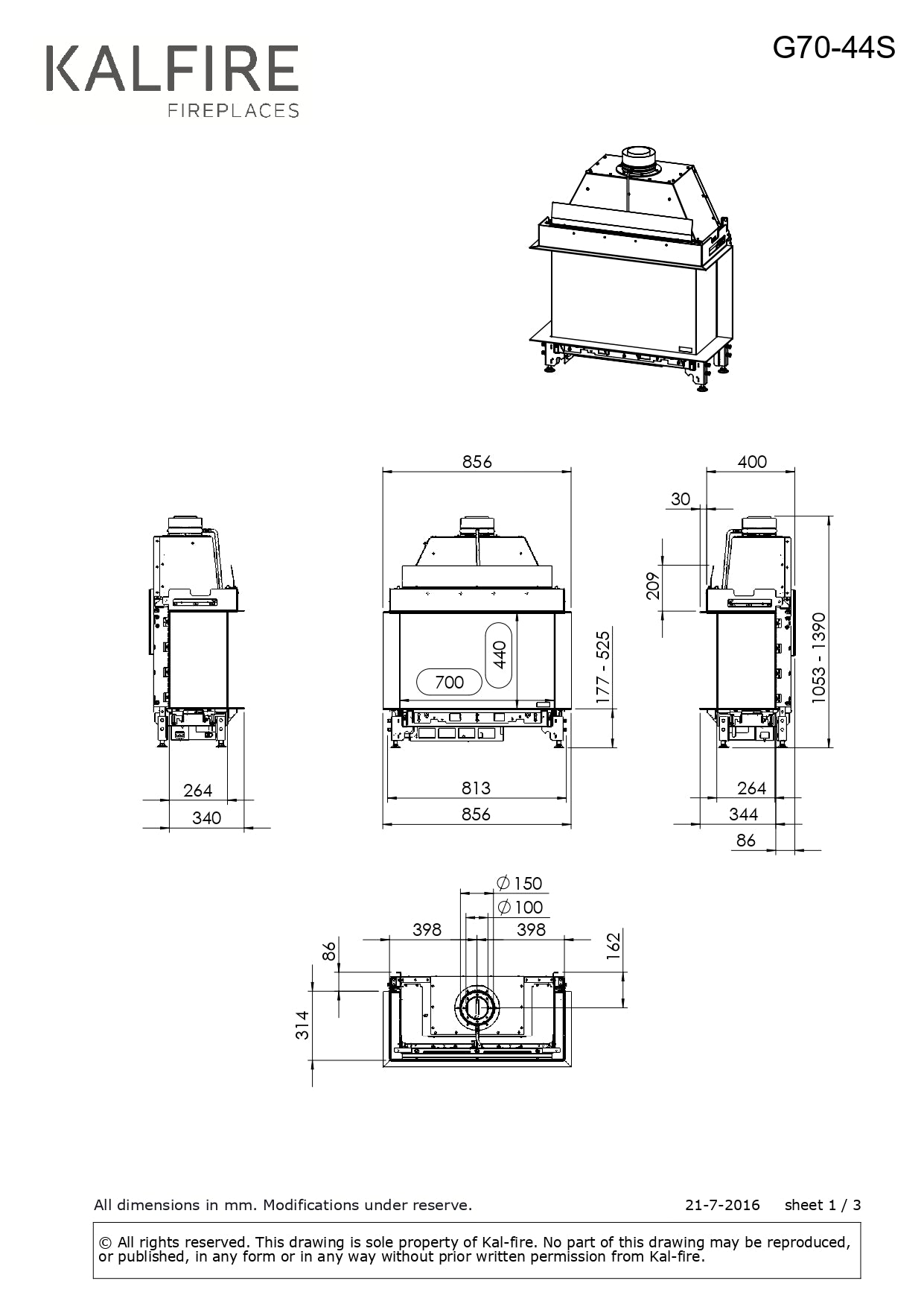 Semineu gaz Kalfire G70/44S