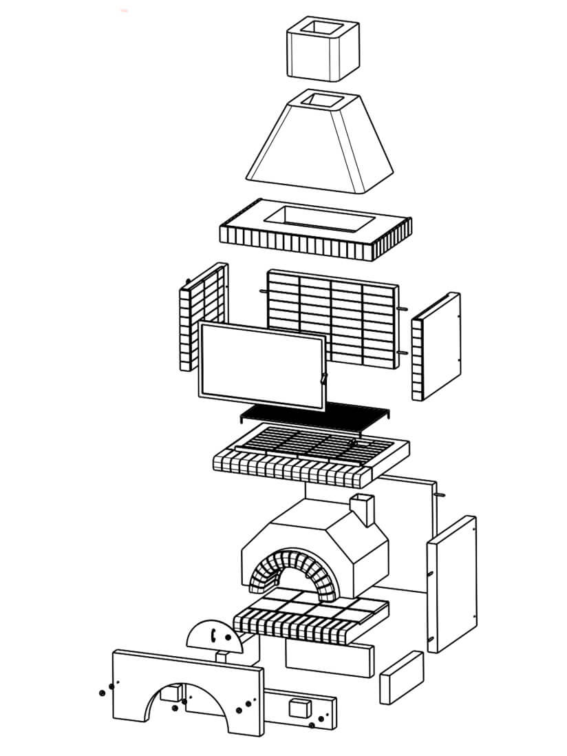 Gratar de gradina cu afumătoare + cuptor – 105 cm