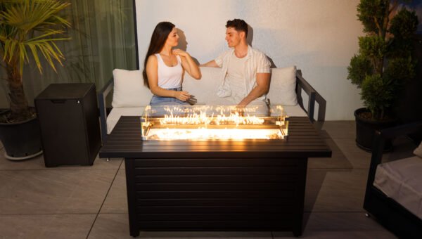 Masă cu Foc Ignite PureFlame 146cm | METAL | GAZ | ANTRACIT | Industrial