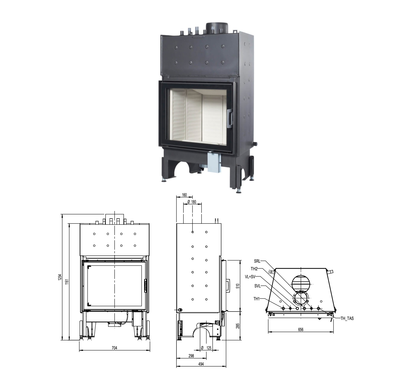 Termoșemineu pe lemne Austroflamm 65x51 K aquaHEAT