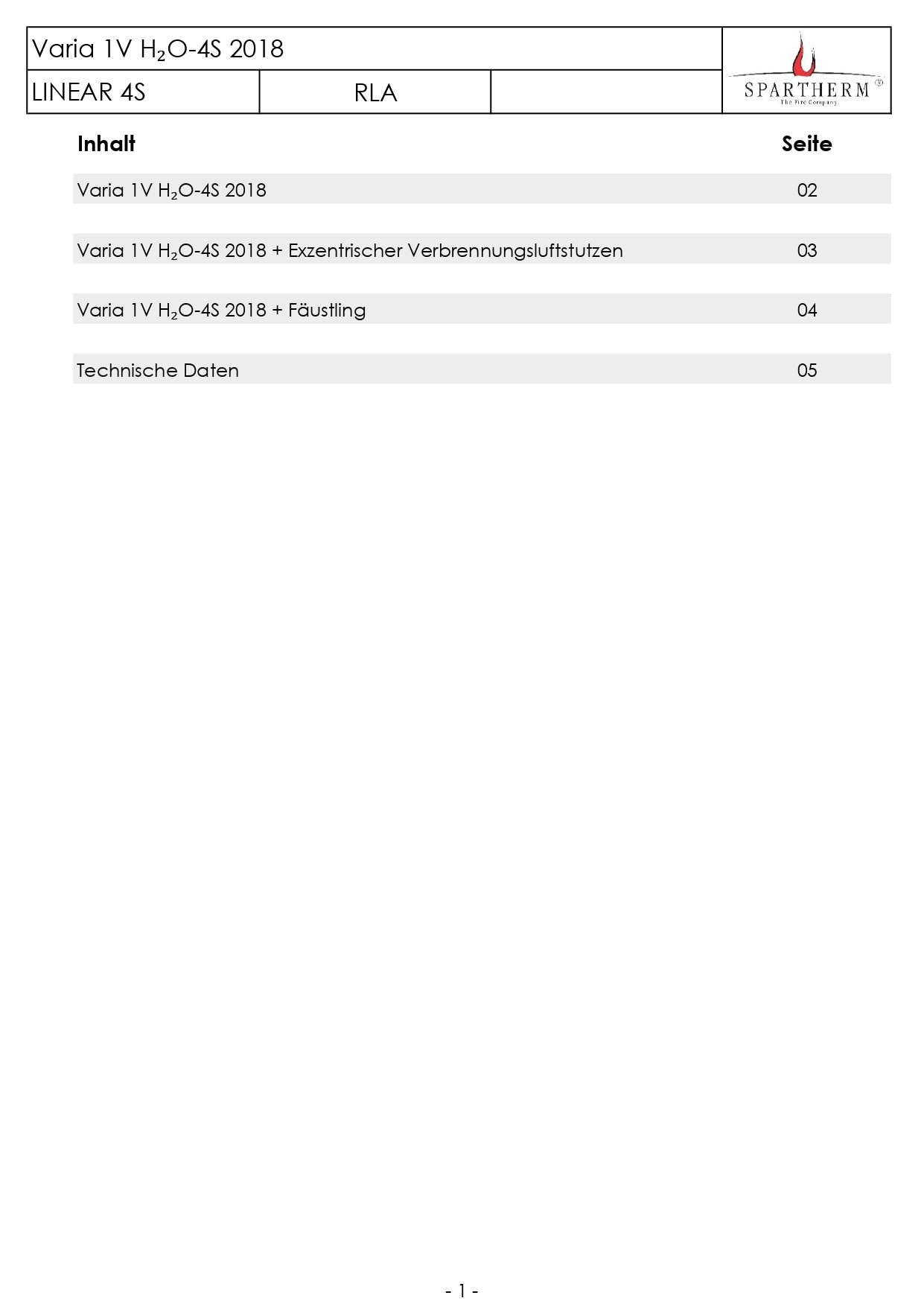 SPARTHERM Focar VARIA 1V H2O