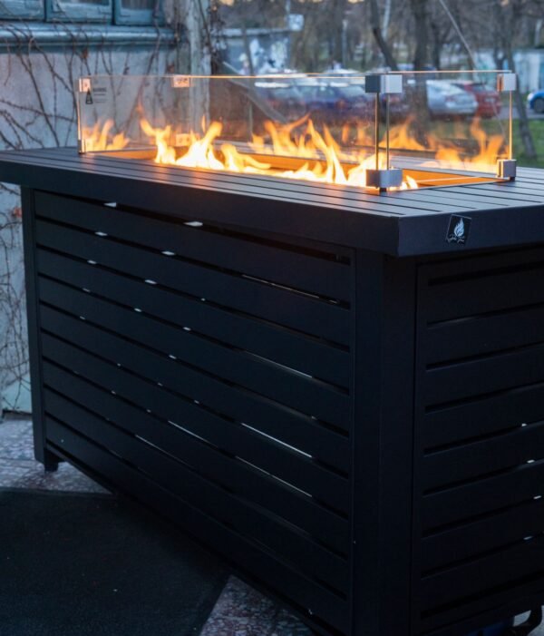 Masă cu Foc Ignite PureFlame 146cm | METAL | GAZ | ANTRACIT | Industrial