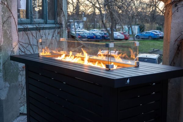 Masă cu Foc Ignite PureFlame 146cm | METAL | GAZ | ANTRACIT | Industrial