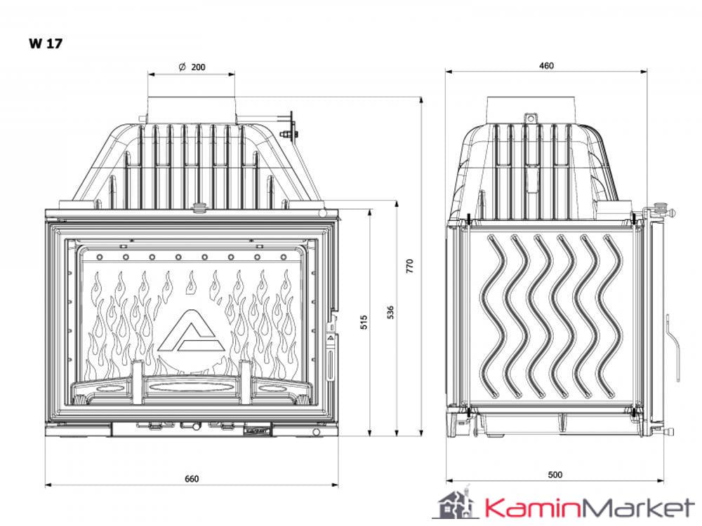 Kawmet W17 EKO - 16 kW Focar șemineu fontă