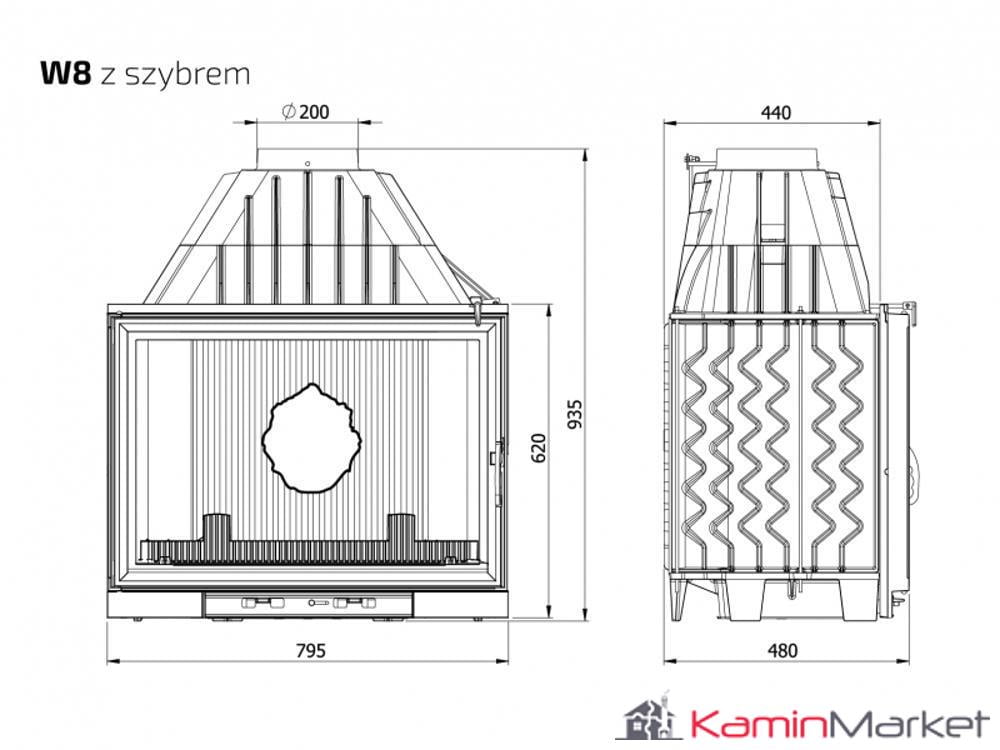 Kawmet W8 - 17,5 kW Focar șemineu fontă