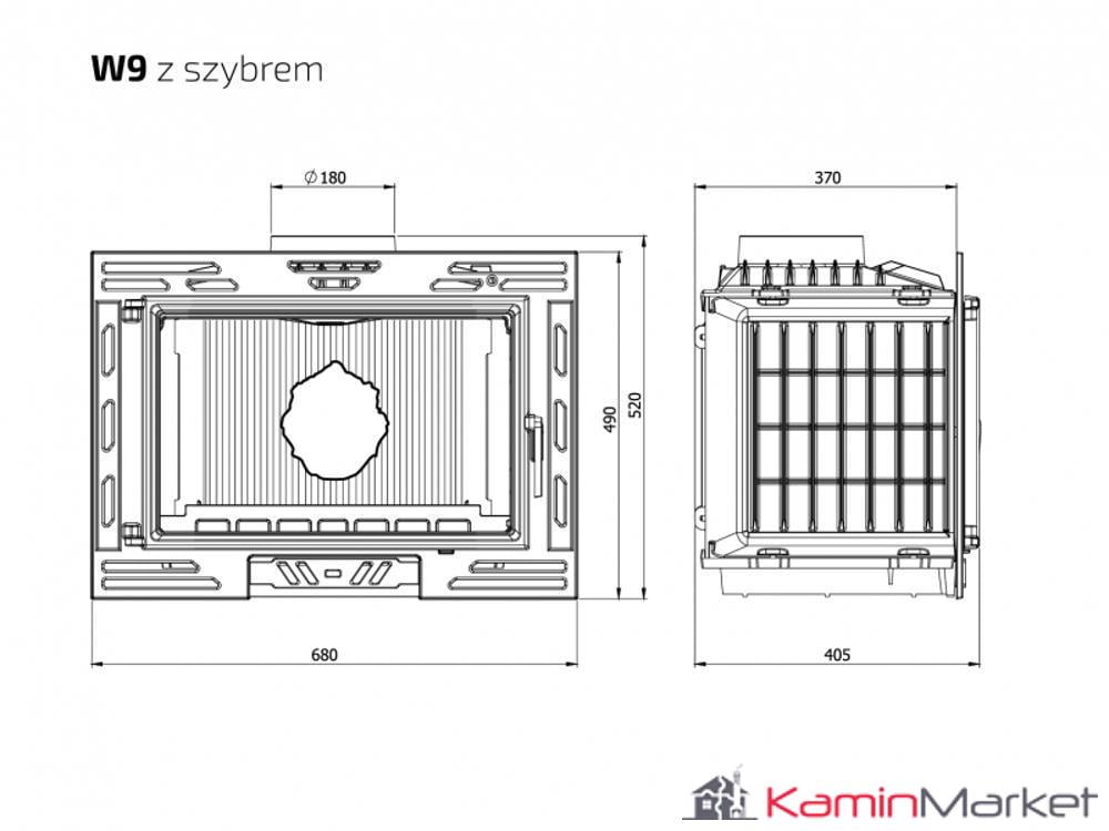 Kawmet W9 - 9.8kW Focar șemineu fontă