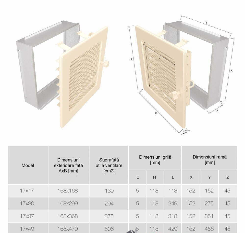 Grila semineu 17x37 Jaluzea