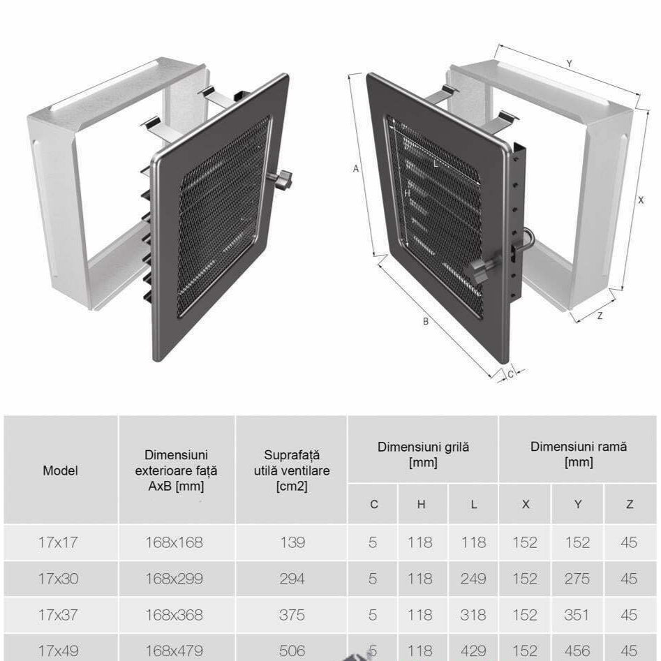 Grila semineu 17x37 Jaluzea