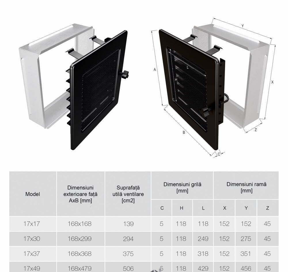 Grila semineu 17x49 Jaluzea