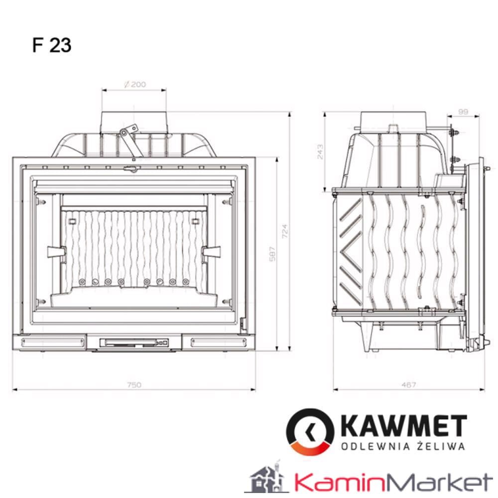 Kawmet F23 Premium - 14 kW Focar șemineu fontă