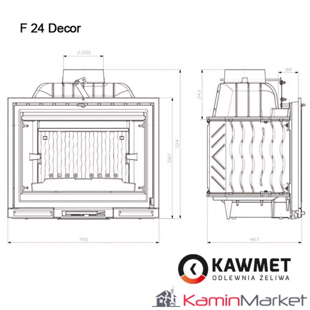 Kawmet F24 Decor Premium - 14 kW Focar șemineu fontă