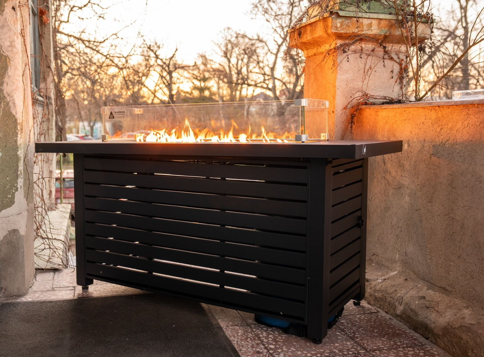 Masă cu Foc Ignite PureFlame 146cm | METAL | GAZ | ANTRACIT | Industrial