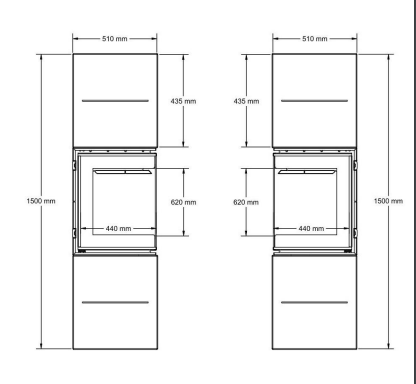 A-caminetti Quattro 50 - șemineu freestanding 2 fețe