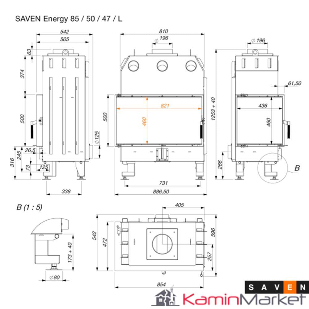 SAVEN Energy Focar sticlă 85х50х47