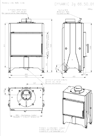 Focar semineu lemne, 10.1 kW, otel si fonta D2M01