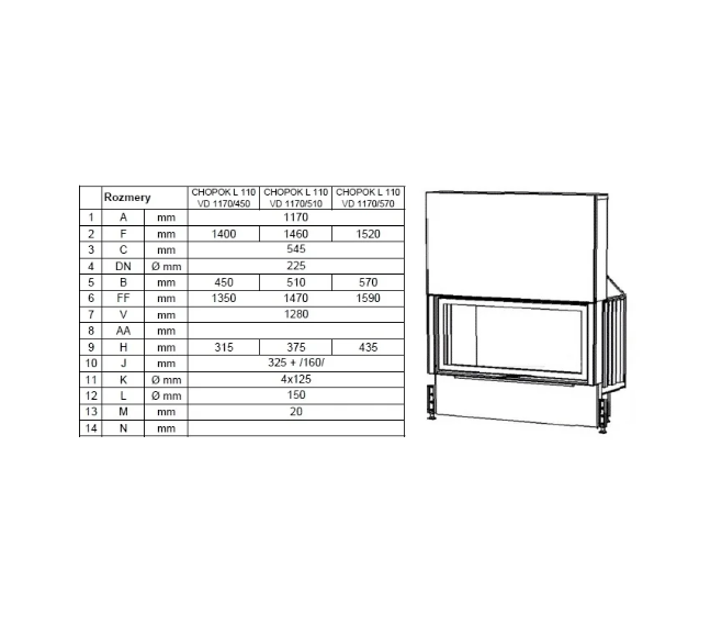 Semineu Cu Acumulare KOBOK Model Chopok VD 1170 450 21 KW