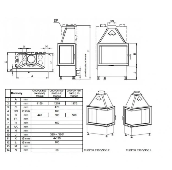 Semineu Cu Acumulare KOBOK Model Chopok R90 S450 LD 730 450 16Kw
