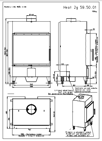 Focar lemne H2N13 Slim – 59.50